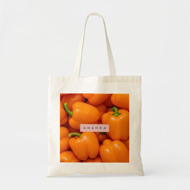 Personalisierte leuchtend frische orange Paprika Tragetasche (Vorne)