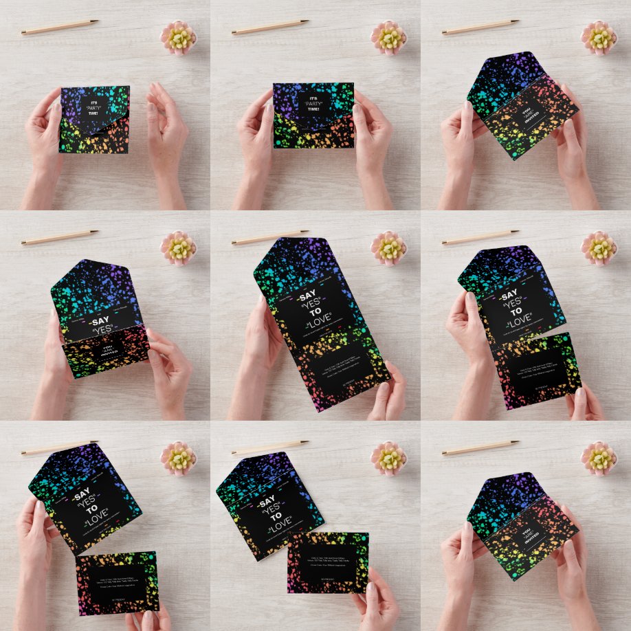 Personalisierte LGBTQ-Hochzeit All In One Einladung