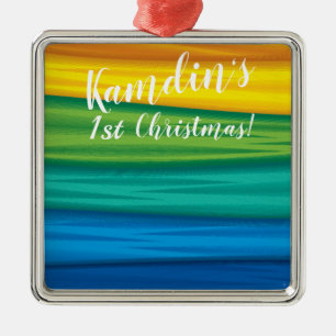 Personalisierte LGBTQ Regenbogenflagge Lesbisch Ga Ornament Aus Metall