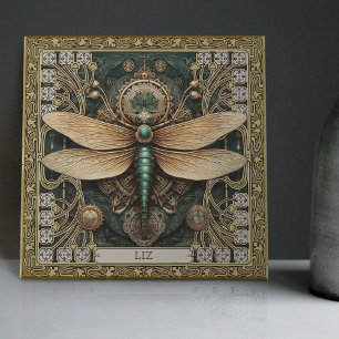 Personalisierte Libelle-Stamm Jewel Earth Tones Fliese