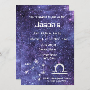 Personalisierte Libra Zodiac Galaxy Party Einladung