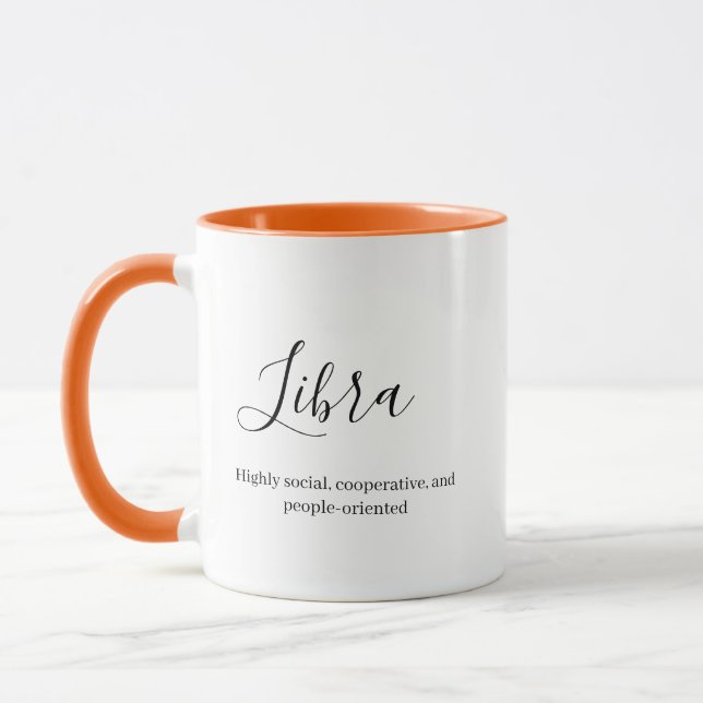 Personalisierte Libra Zodiac-Zeichen Name und Merk Tasse (Links)