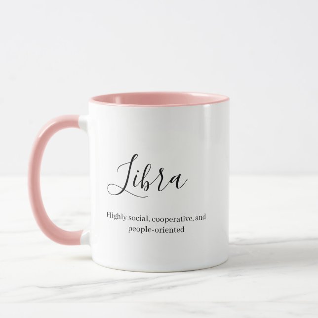 Personalisierte Libra Zodiac-Zeichen Name und Merk Tasse (Links)