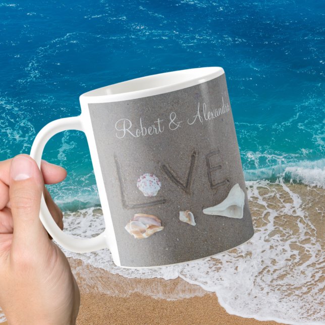 Personalisierte Liebe auf den Beach Muscheln Kaffe Kaffeetasse (Von Creator hochgeladen)