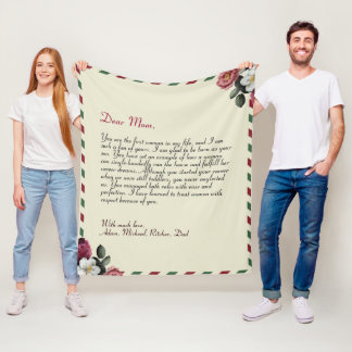 Personalisierte Liebe Brief Handgeschriebene Paare Fleecedecke