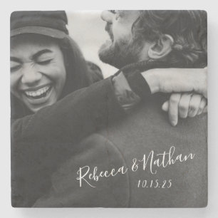 Personalisierte Liebe Couple Foto Hochzeitstag   Steinuntersetzer