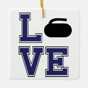 Personalisierte LIEBE Curling-Santa's Lieblings-Cu Keramikornament