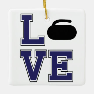 Personalisierte LIEBE Curling-Santa's Lieblings-Cu Keramikornament