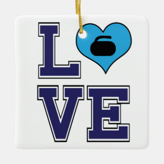 Personalisierte LIEBE Curling Sport Weihnachten Keramikornament