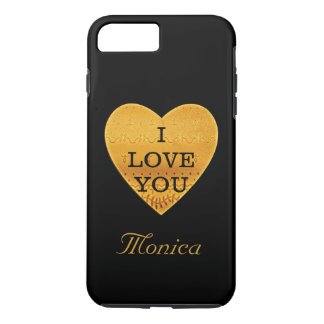 Personalisierte Liebe des Schwarz-u. Goldherz-I iPhone 8 Plus/7 Plus Hülle