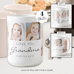 Personalisierte LIEBE DICH OMA 4 Foto Schrift Kaffeetasse