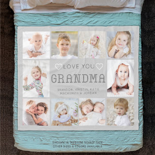 Personalisierte Liebe dich Oma Herzen 10 Foto Fleecedecke
