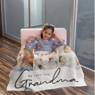 Personalisierte Liebe für Oma Grandkids Fotos Fleecedecke