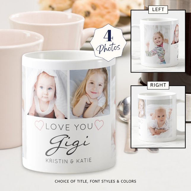 Personalisierte LIEBE GIGI Handgeschriebene 4 Foto Kaffeetasse (Von Creator hochgeladen)