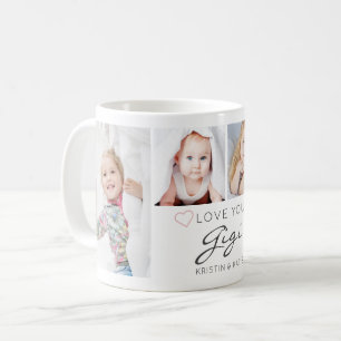 Personalisierte LIEBE GIGI Handgeschriebene 4 Foto Kaffeetasse