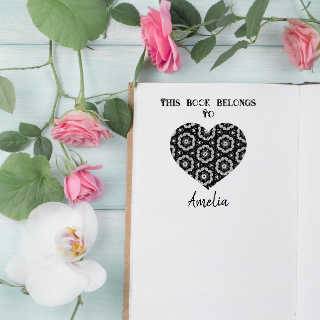 Personalisierte Liebe Herzstück Buchzeichen Gummistempel (Show your books some love with a cute personalised love heart bookplate stamp)