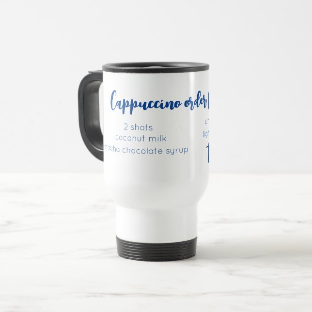 PERSONALISIERTE LIEBE KAFFEORD EXPRESSO CAPPUCCINO REISEBECHER (Vorderseite Links)