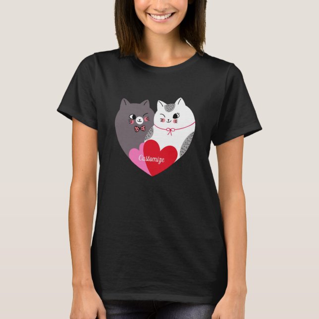 Personalisierte Liebe Katzen T-Shirt (Vorderseite)