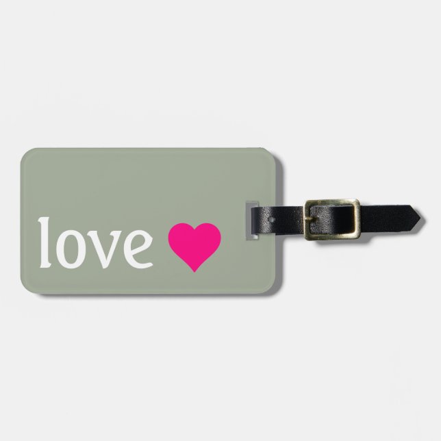 Personalisierte Liebe mit einem hellrosa Herz Gepäckanhänger (Vorderseite horizontal)