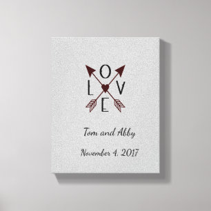 Personalisierte Liebe mit Pfeile Hochzeit Leinwanddruck