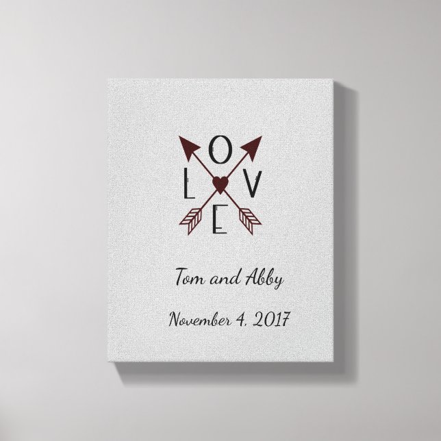 Personalisierte Liebe mit Pfeile Hochzeit Leinwanddruck (Vorderseite)