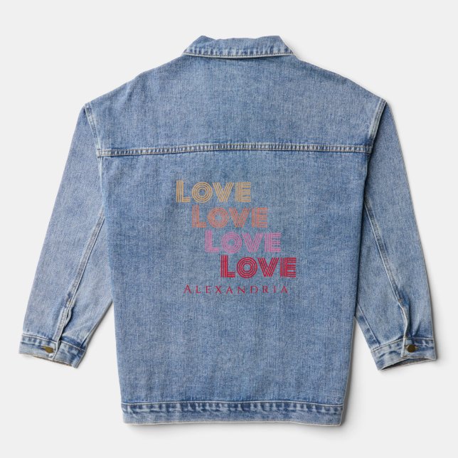 Personalisierte Liebe Moderne Typografie Jeansjacke (Rückseite)