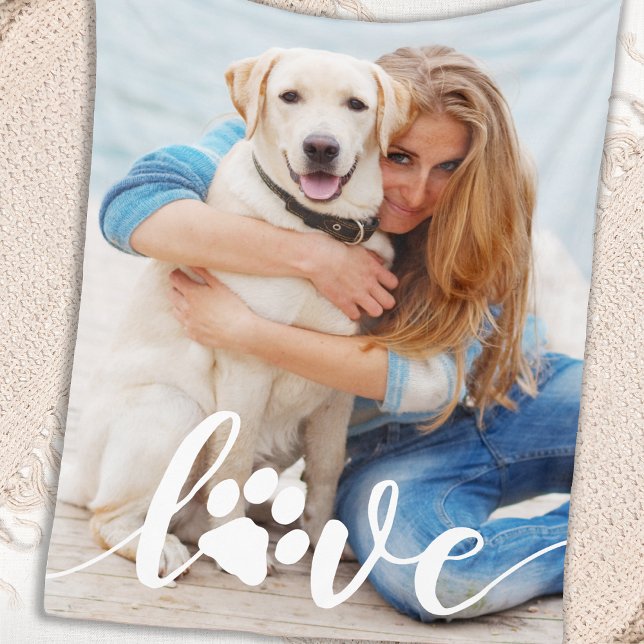 Personalisierte Liebe Paw Print Dog Lover Foto Fleecedecke (Von Creator hochgeladen)