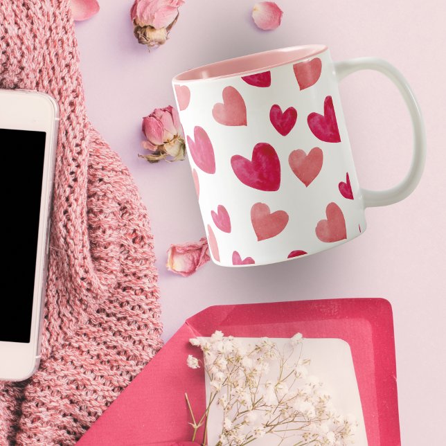 Personalisierte Liebe Rosa und rote Kerzenherzen Zweifarbige Tasse (Von Creator hochgeladen)