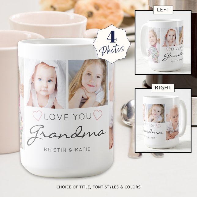 Personalisierte LIEBE SIE GRANDMA 4 Foto Skript Kaffeetasse (Von Creator hochgeladen)