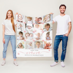 Personalisierte Liebe Sie Nana 16 Foto Rosa Herzen Fleecedecke