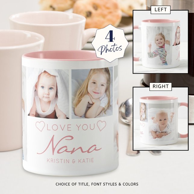 Personalisierte LIEBE SIE NANA 4 Foto Rosa Tasse (Von Creator hochgeladen)