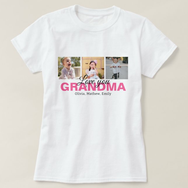 Personalisierte Liebe Sie Oma FotoCollage T-Shirt (Design vorne)