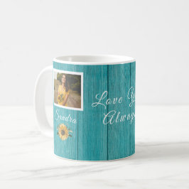 Personalisierte Liebe | Sonnenblumen Aquamarin Kaffeetasse