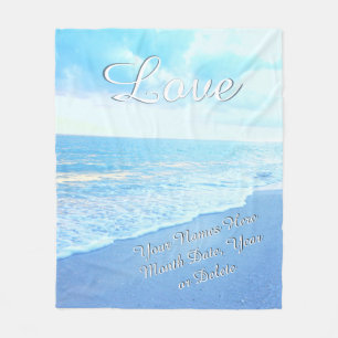 Personalisierte Liebe-Strand-Hochzeitthrow-Decke Fleecedecke
