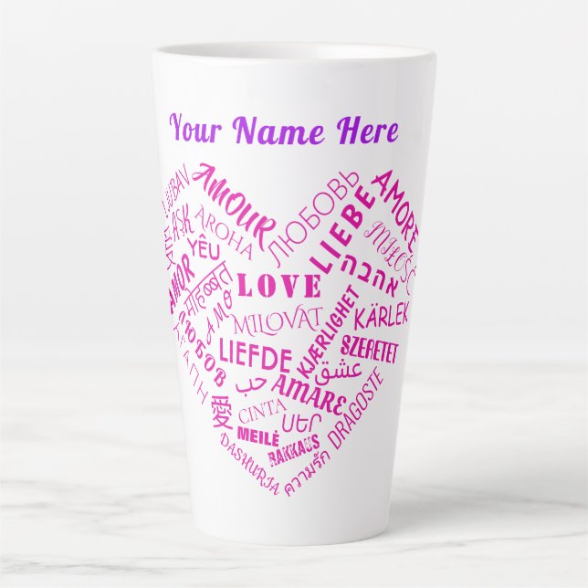 Personalisierte Liebe Text Latte Tasse Individuell (Vorderseite)