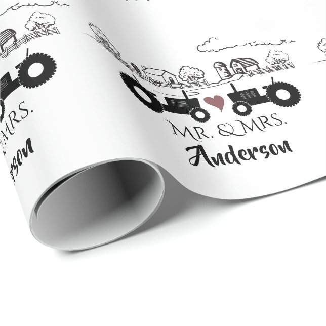 Personalisierte LIEBE Tractor Couple Farm Geschenkpapier (Rolleneckpunkt)