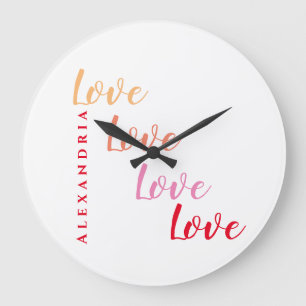Personalisierte Liebe Typografie Große Wanduhr