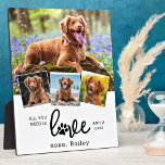 Personalisierte LIEBE und DOG Custom 4 FotoCollage Fotoplatte<br><div class="desc">Alles, was du brauchst, ist Liebe und ein Hund! Feiern Sie Ihren besten Freund mit einer persönlichen Foto Collage-Plakette für Haustiere. Wenn Sie so viele lustige Erinnerungen und Fotos haben, reicht ein Foto nicht aus. Unser Foto Collage Hund hat vier Fotos. Egal ob Sie einen neuen Welpen haben oder sich...</div>