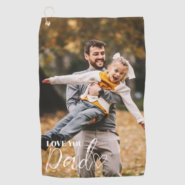 Personalisierte Liebe Vater Foto Golfhandtuch (Vorderseite)
