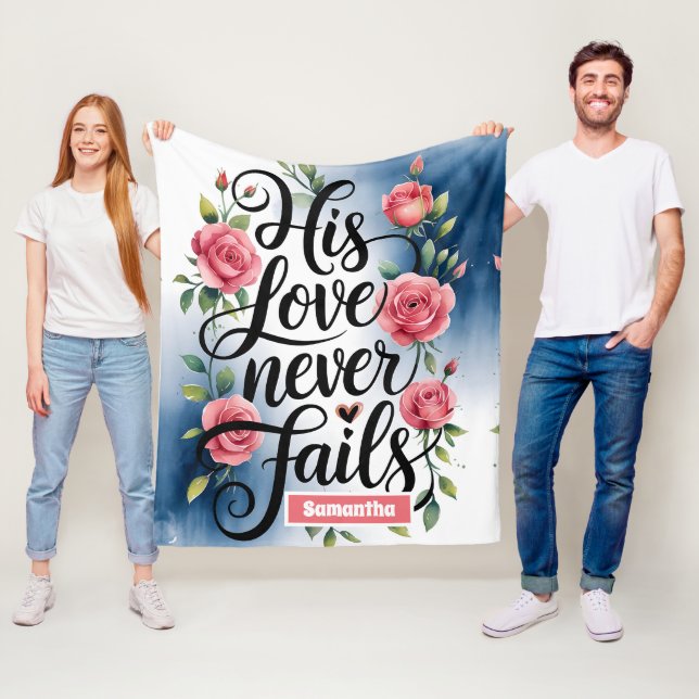 Personalisierte Liebe Versage nie Christlich Fleecedecke (Beispiel)