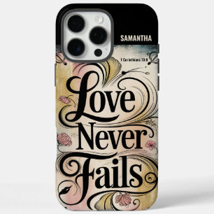 Personalisierte Liebe versagt nie Vintage-Christli iPhone 16 Pro Max Hülle