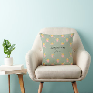 Personalisierte Liebe wächst mit dir Floral Kissen
