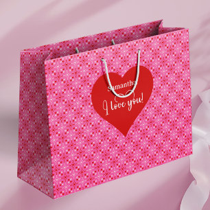 Personalisierte Liebesgeschenktasche mit I Love Yo Große Geschenktüte
