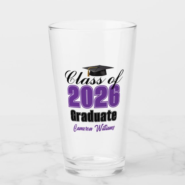 Personalisierte lila Abschlussfeier der Klasse 202 Glas (Vorderseite)