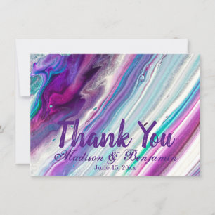 Personalisierte Lila Aqua Wedding Danke Karten
