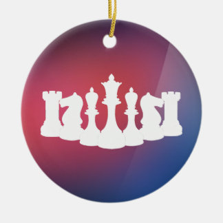 Personalisierte Lila, blaue und weiße Schachfigure Keramikornament