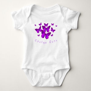 Personalisierte Lila Butterfets Baby Bodysuit Baby Strampler