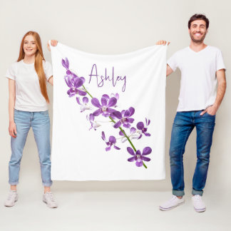 Personalisierte lila Dendrobium-Orchidee Fleecedecke