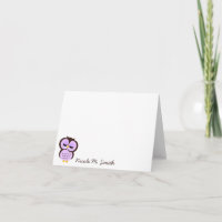 Personalisierte lila Eule Notecards