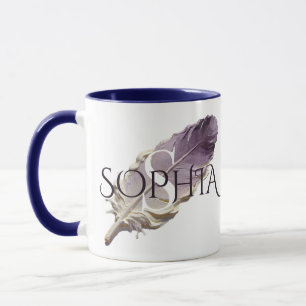 Personalisierte lila Feder mit individuellem Namen Tasse